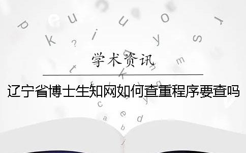 辽宁省博士生知网如何查重？程序要查吗？